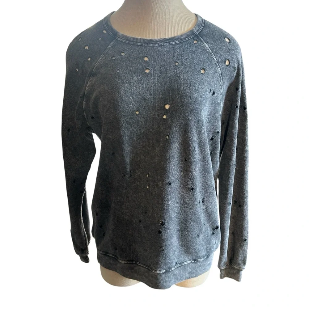 Michael Lauren Gray distressed Crewneck Sweatshirt Size S - Picture 3 of 8
